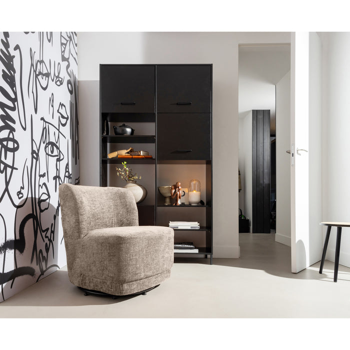 WOOOD Atty Draaifauteuil - Polyester - Zand - 75x74x65