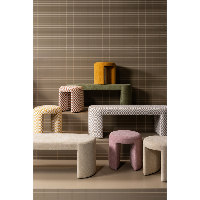 WOOOD Jacob Bankje - Chenille - Naturel - 46x130x46