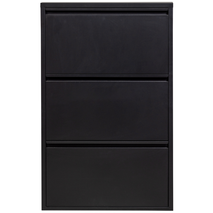 WOOOD Sabine 3-Vaks Schoenenkast - Metaal - Zwart - 103x66x16