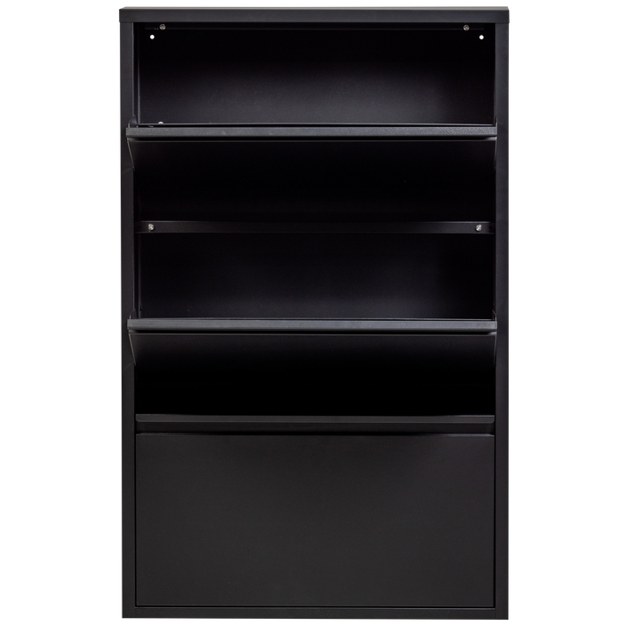 WOOOD Sabine 3-Vaks Schoenenkast - Metaal - Zwart - 103x66x16