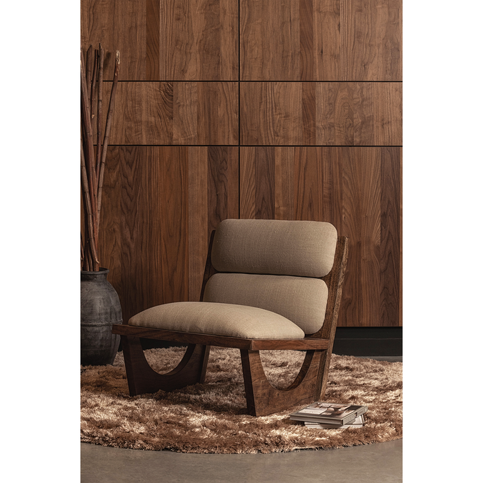 WOOOD Opulent Fauteuil - Bouclé|Hout - Naturel - 75x70x80