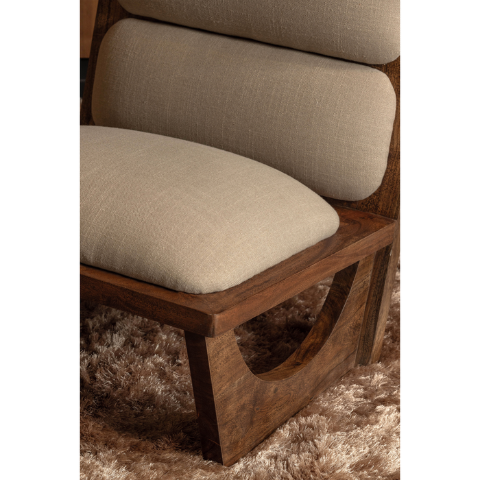 WOOOD Opulent Fauteuil - Bouclé|Hout - Naturel - 75x70x80