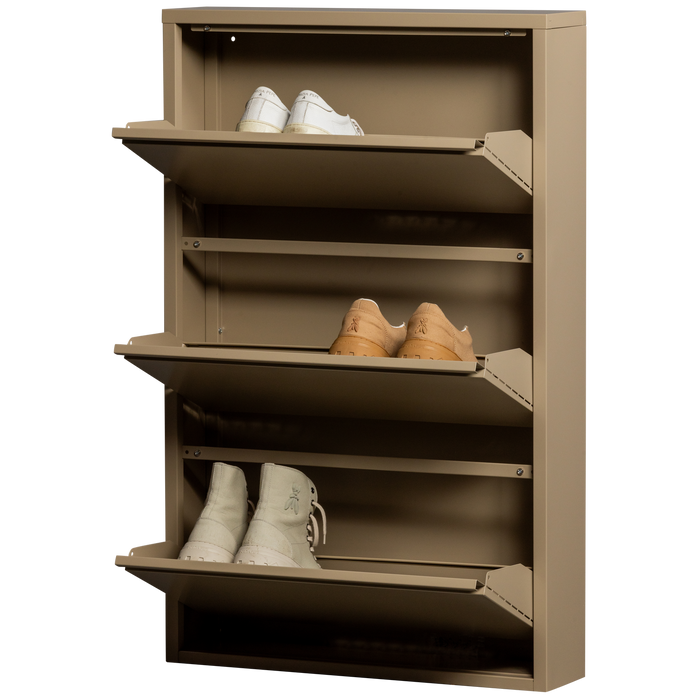 WOOOD Sabine 3-Vaks Schoenenkast - Metaal - Zand - 103x66x16
