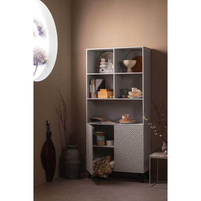 WOOOD Carved 2-Deurs Opbergkast - Hout - Mist - 200x90x37