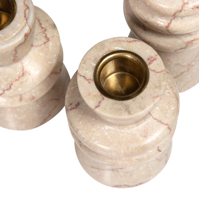 WOOOD Troop Kandelaren - Marmer - Naturel - 37,5x28x23,5