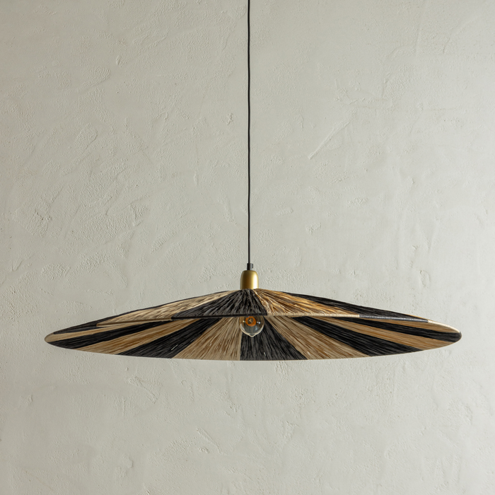WOOOD Loic Hanglamp - Streep - Zwart|Naturel - 10x95x95