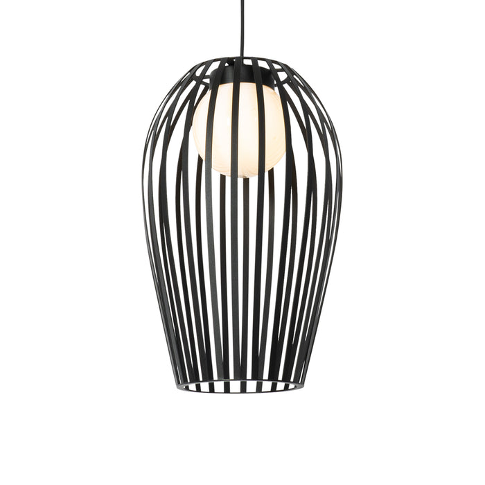 QAZQA Design hanglamp zwart met opaal IP44 - Angela