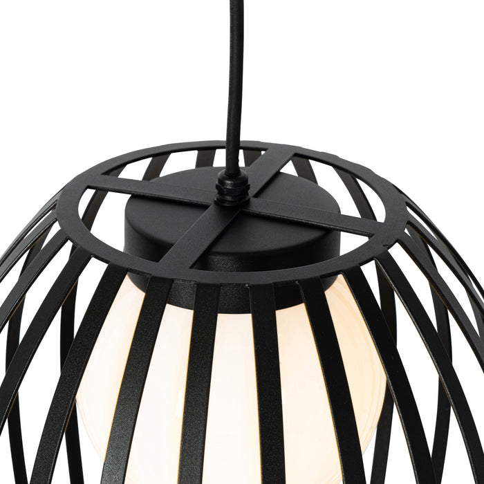 QAZQA Design hanglamp zwart met opaal IP44 - Angela