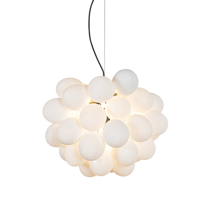 QAZQA Art deco hanglamp zwart met opaal glas 8-lichts rond - Uvas