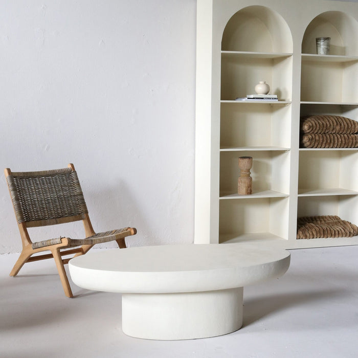 Giga Meubel - Salontafel Ovaal Beige 120cm - Betonlook - Esra