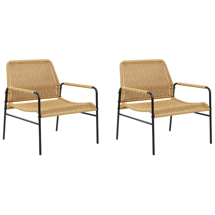Beliani - PRASIMO - Tuinstoel set van 2 - Naturel - PE Rotan