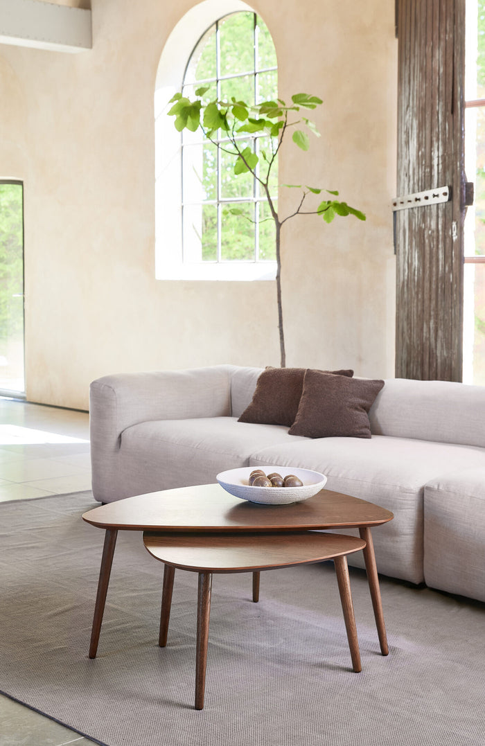 Giga Living - Salontafel Eikenhout Driehoek - Set van 2 - Donkerbruin