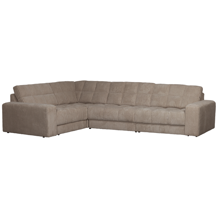 WOOOD Second Date Hoekbank Links - Grove Ribstof - Mud