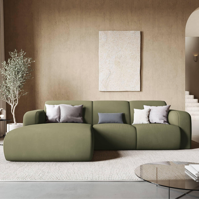 Windsor & Co Lola Hoekbank met Chaise Longue Links - Chenille - Lichtgroen