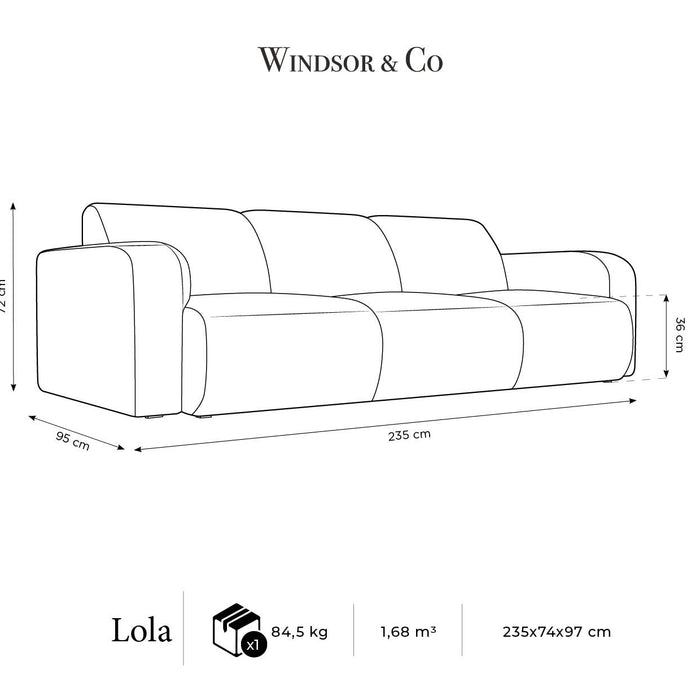 Windsor & Co Lola 3-zitsbank - Chenille - Lichtgroen