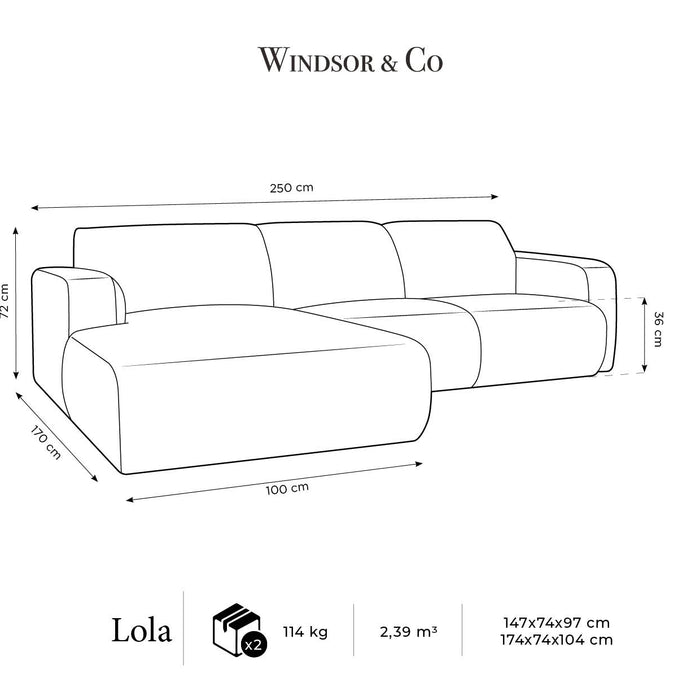 Windsor & Co Lola Hoekbank met Chaise Longue Links - Bouclé - Bruin