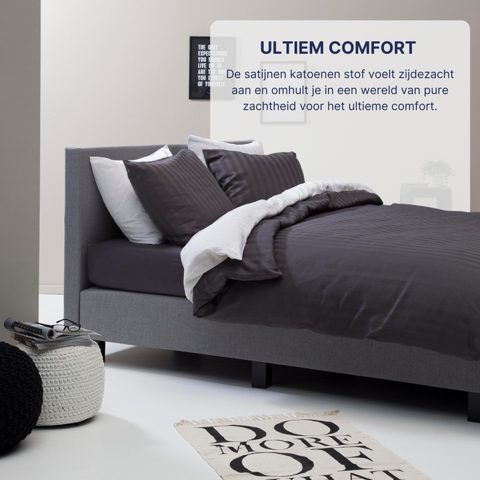 Ten Cate Katoensatijnen Dekbedovertrek - 200x200|220 - Antraciet