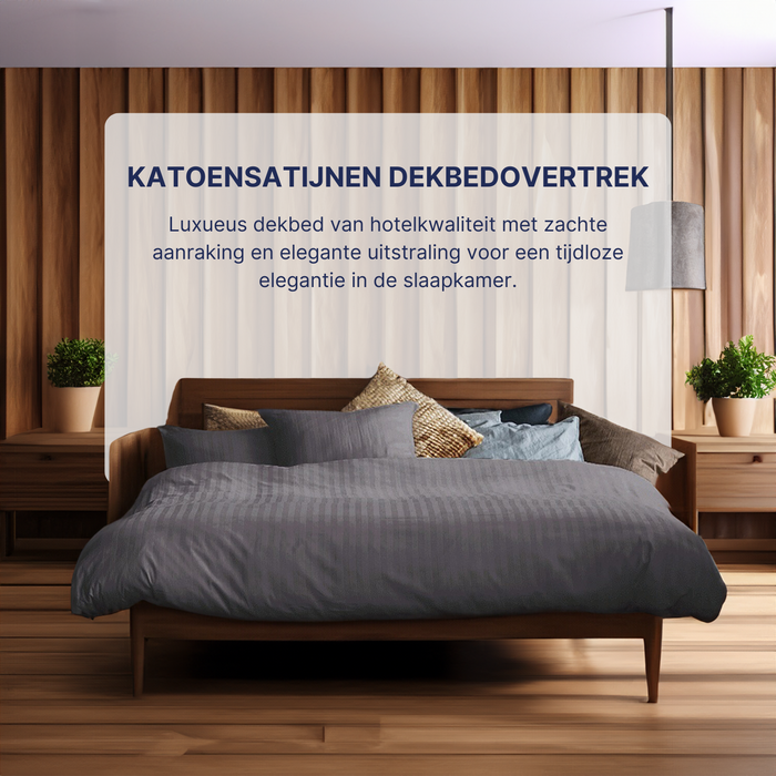 Ten Cate Katoensatijnen Dekbedovertrek - 200x200|220 - Antraciet