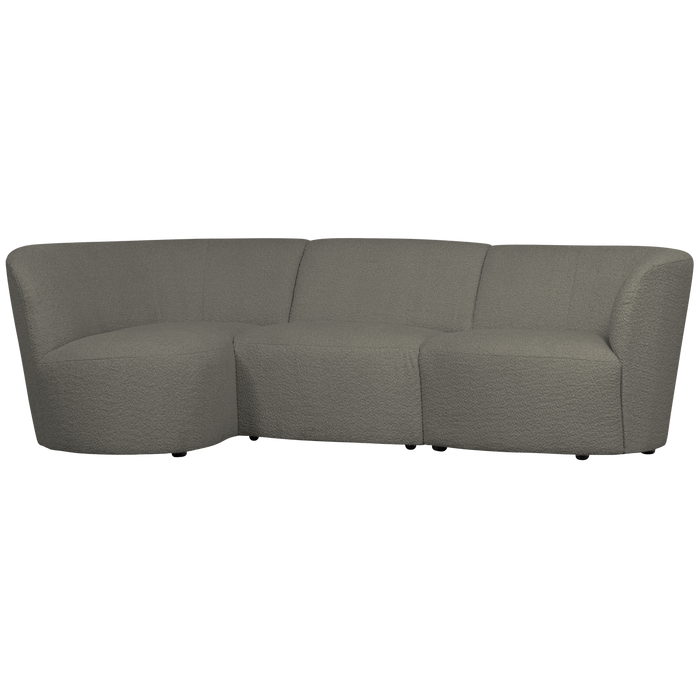 WOOOD Coco 3-Zits Ronding Links - Bouclé - Warm Groen - 70x230x138