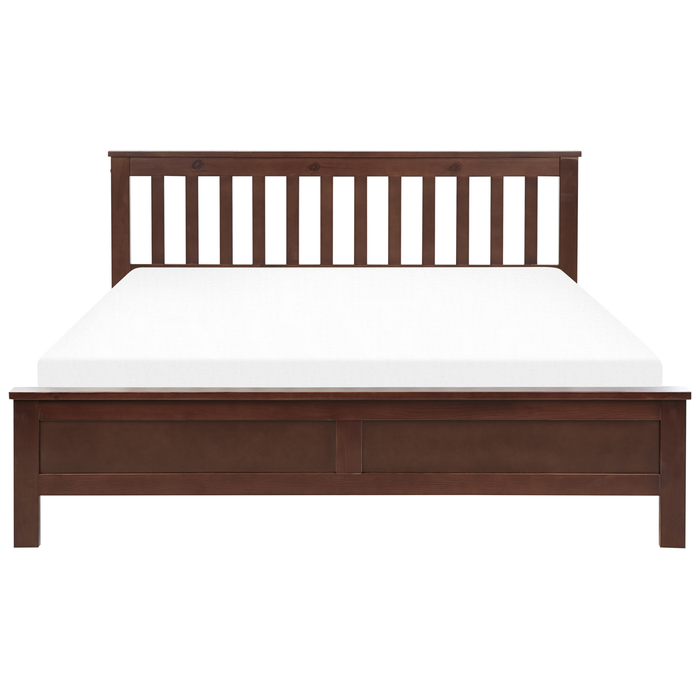 Beliani-MAYENNE -Tweepersoonsbed-Donkerbruin-160 x 200 cm-Dennenhout