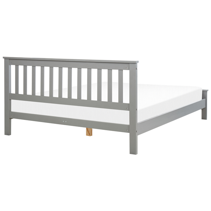 Beliani-MAYENNE -Tweepersoonsbed-Grijs-160 x 200 cm-Dennenhout
