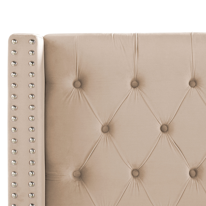 Beliani - LUBBON - Tweepersoonsbed - Beige - 140 x 200 cm - Fluweel