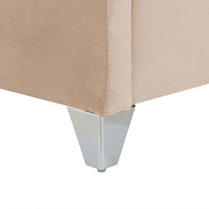 Beliani - LUBBON - Tweepersoonsbed - Beige - 140 x 200 cm - Fluweel