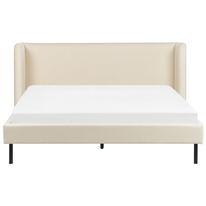 Beliani-ARETTE -Tweepersoonsbed-Lichtbeige-160 x 200 cm-Fluweel