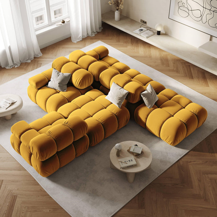 Milo Casa Tropea Modulaire 2-zitsbank Links Open met Hocker - Okergeel