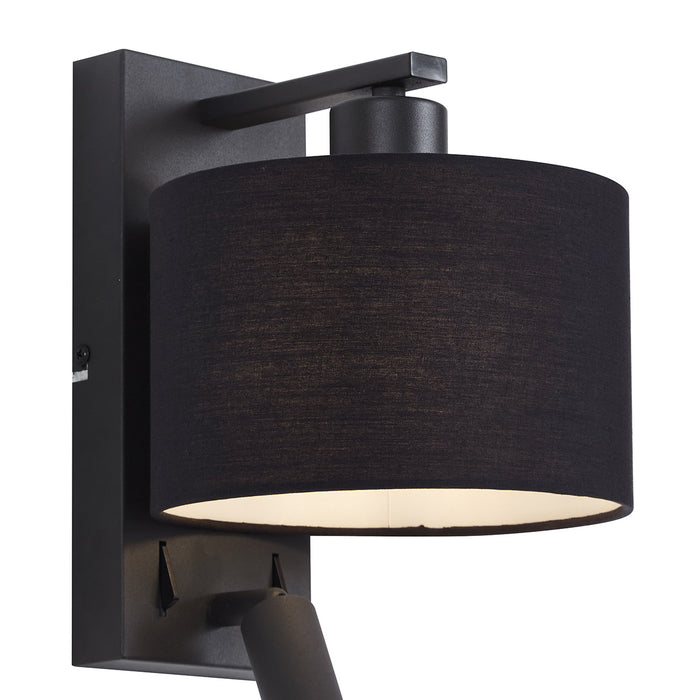 QAZQA Moderne wandlamp zwart rond met leeslamp - Puglia