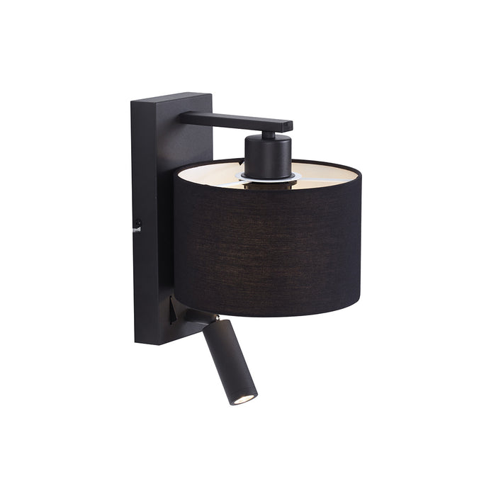 QAZQA Moderne wandlamp zwart rond met leeslamp - Puglia