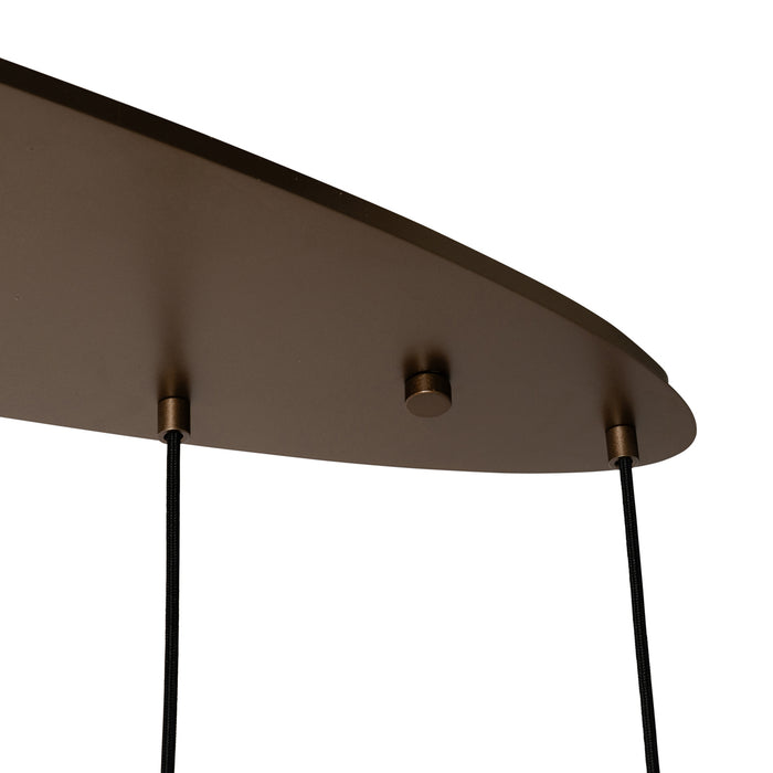 QAZQA Art Deco hanglamp donkerbrons met amber glas ovaal 8-lichts -