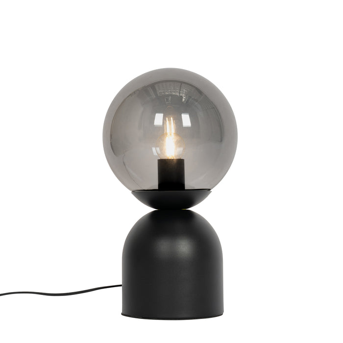 QAZQA Hotel chique tafellamp zwart met smoke glas - Pallon Trend