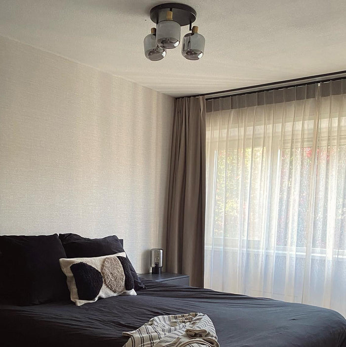 QAZQA Plafondspot zwart met goud met smoke glas 3-lichts - Zuzanna