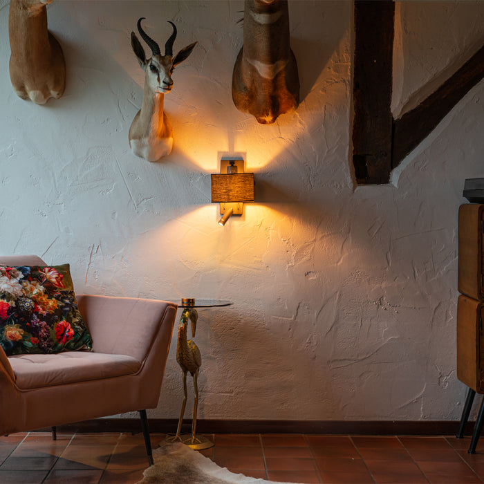 QAZQA Moderne wandlamp zwart vierkant met leeslamp - Puglia