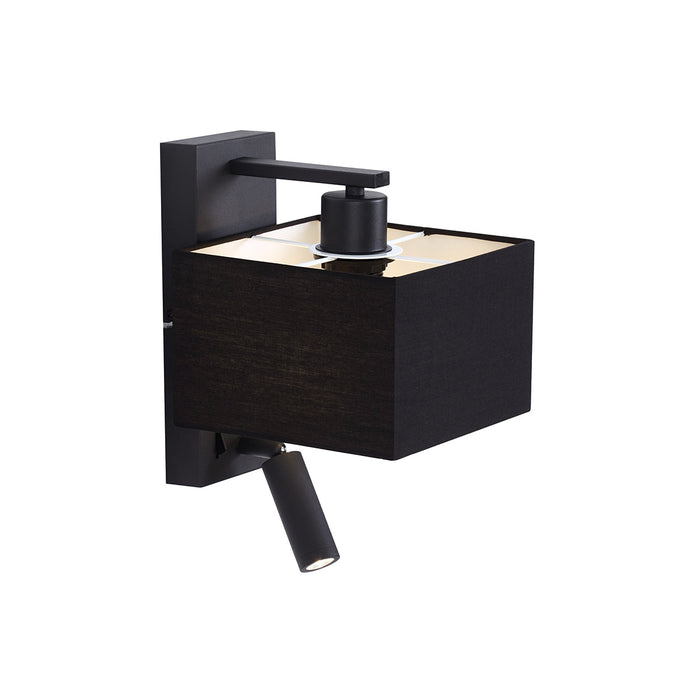 QAZQA Moderne wandlamp zwart vierkant met leeslamp - Puglia
