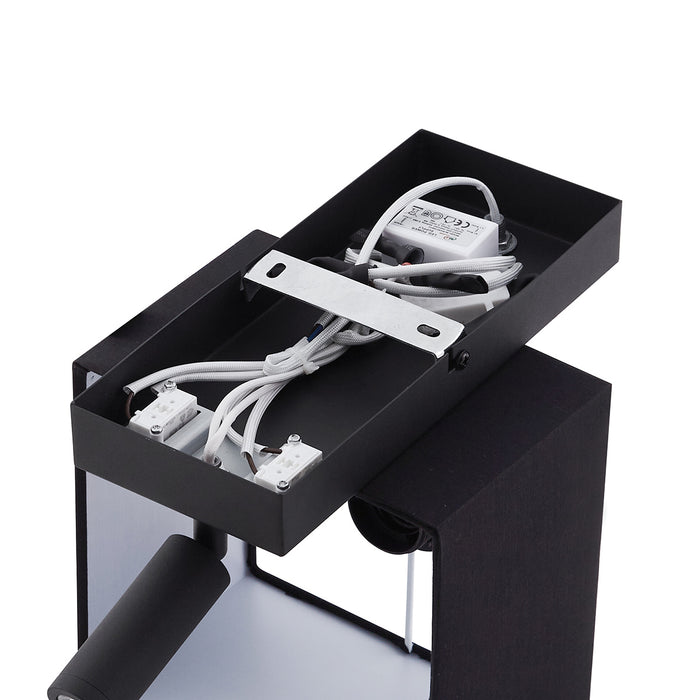 QAZQA Moderne wandlamp zwart vierkant met leeslamp - Puglia