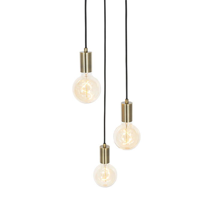 QAZQA Industriële hanglamp brons 3-lichts - Facil