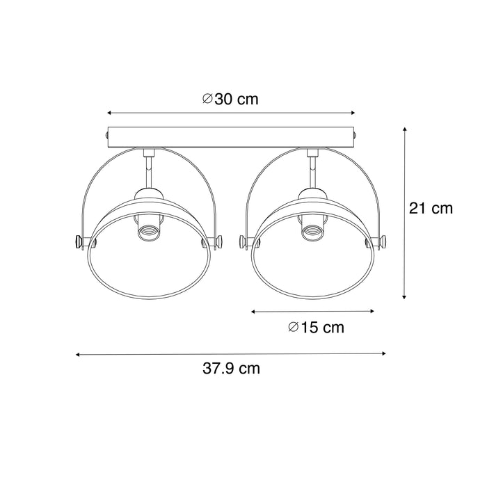 QAZQA Industriële plafondlamp wit met zilver 2-lichts verstelbaar -