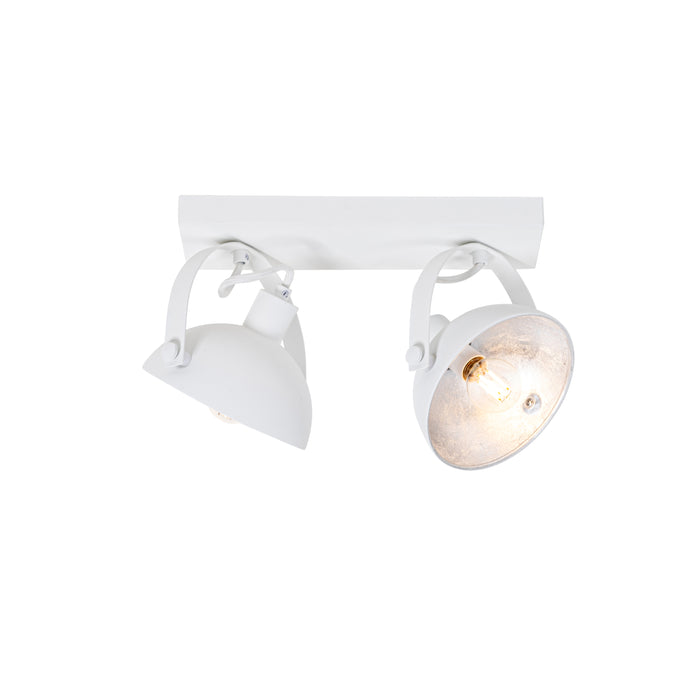 QAZQA Industriële plafondlamp wit met zilver 2-lichts verstelbaar -