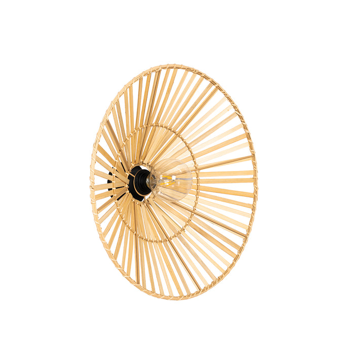 QAZQA Oosterse wandlamp zwart met naturel bamboe - Pua