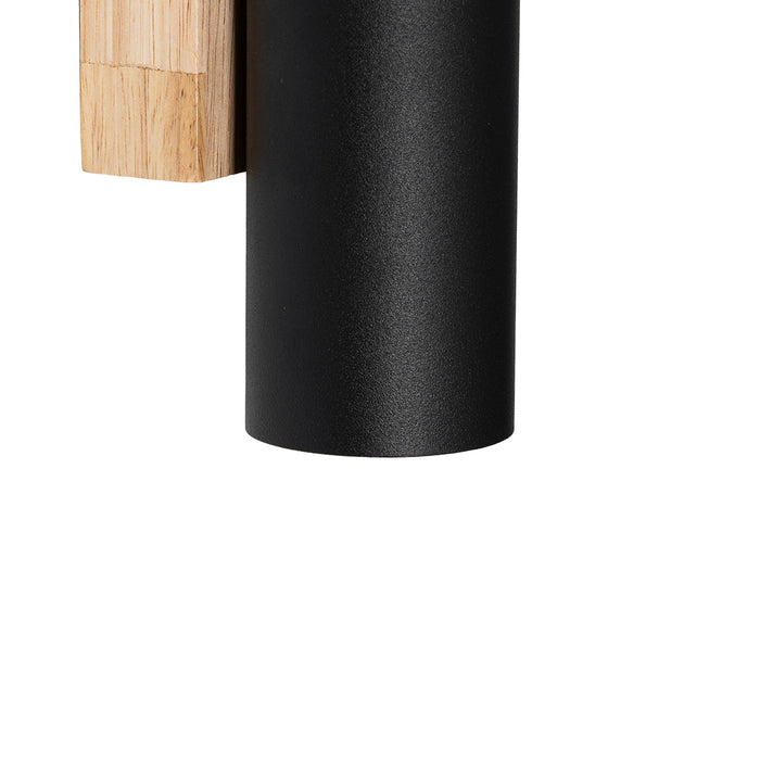 QAZQA Moderne wandlamp zwart met hout 2-lichts - Jeana