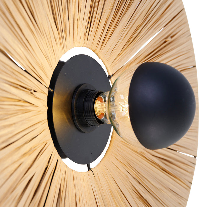 QAZQA Landelijke wandlamp zwart met touw 45 cm - Leia