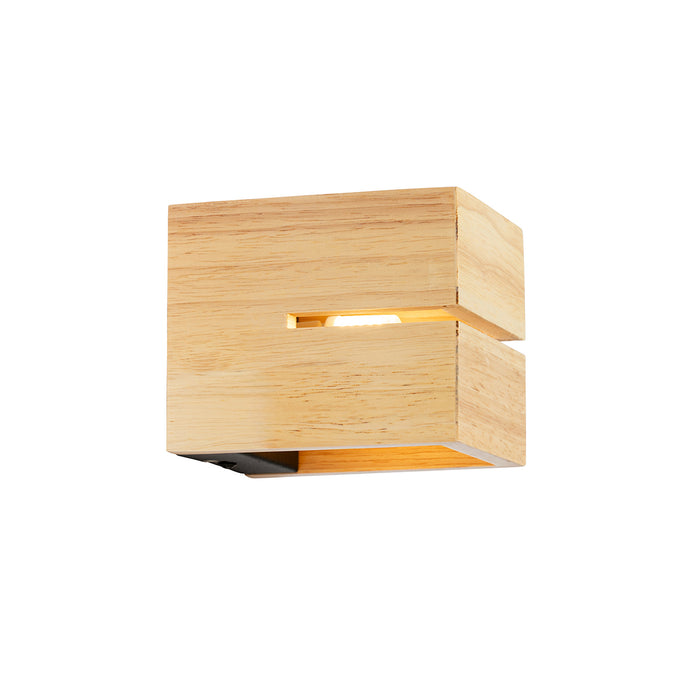 QAZQA Landelijke wandlamp eiken hout 9,7 cm - Transfer Groove