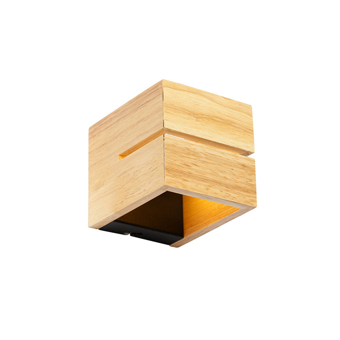 QAZQA Landelijke wandlamp eiken hout 9,7 cm - Transfer Groove