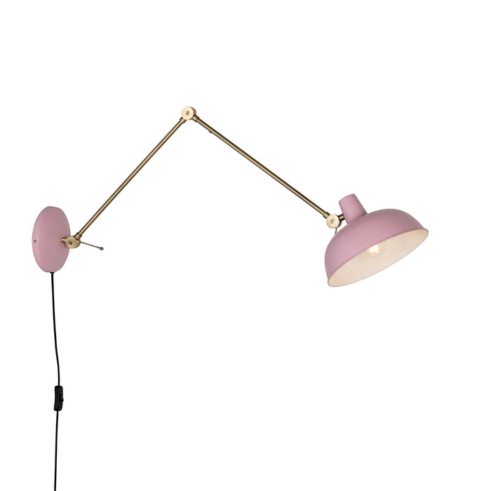 QAZQA Retro wandlamp roze met brons - Milou