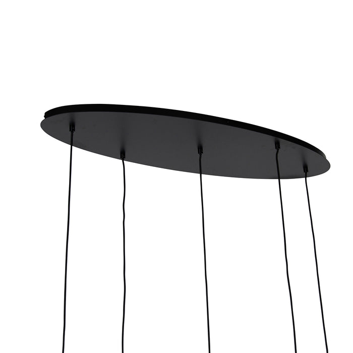 QAZQA Hanglamp zwart met goud en smoke glas ovaal 5-lichts - Zuzanna