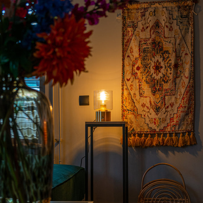 QAZQA Art Deco tafellamp goud met glas - Laura