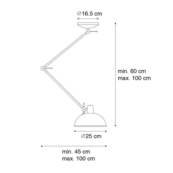QAZQA Retro plafondlamp zwart met brons - Milou