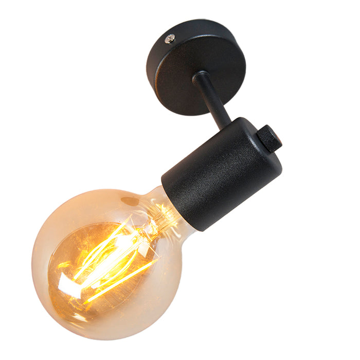 QAZQA Industriële wandlamp zwart 13cm - Facil
